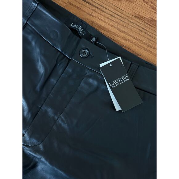 Lauren Ralph Lauren Genuine Leather Women's Cropped- Wide Leg Pants- Size 14 NWT - Picture 2 of 7